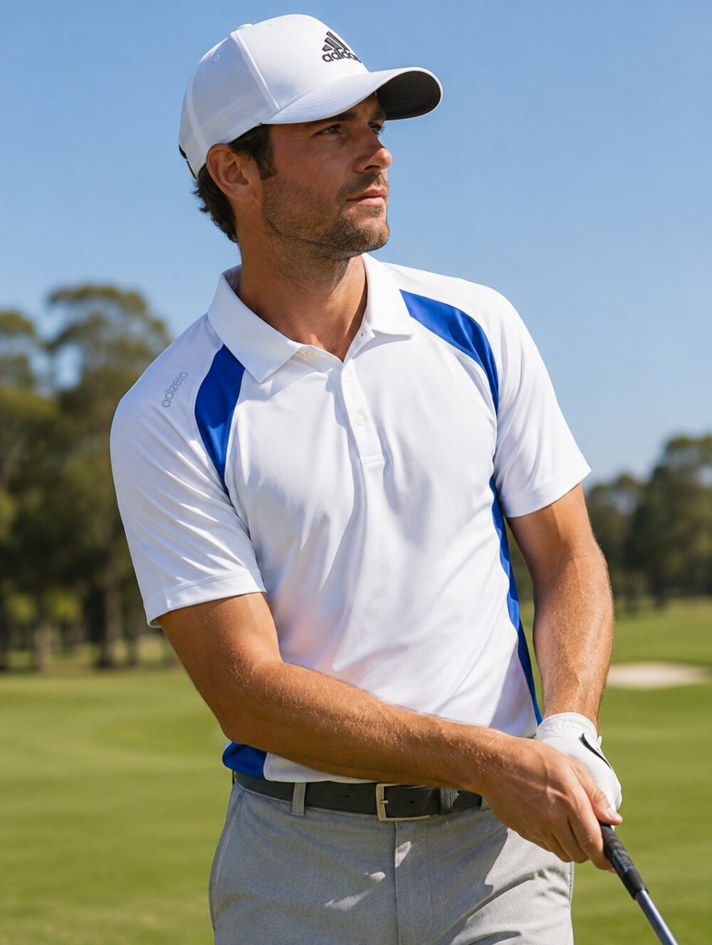 Adidas Adizero Men's Blue & White Golf Polo Shirt Large New